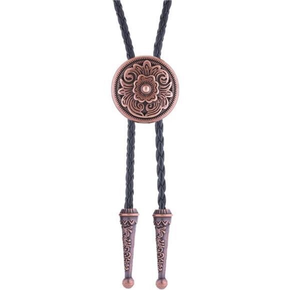 Floral Bolo Tie for Men Womens Small Copper - Picture 3 of 6